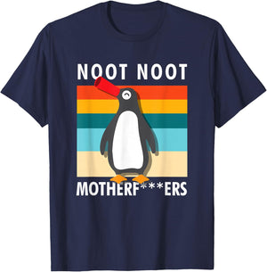 Rude Noot Noot Motherf-ers Sarcastic Graphic Penguin , black T-Shirt - T-Shirt | Navy