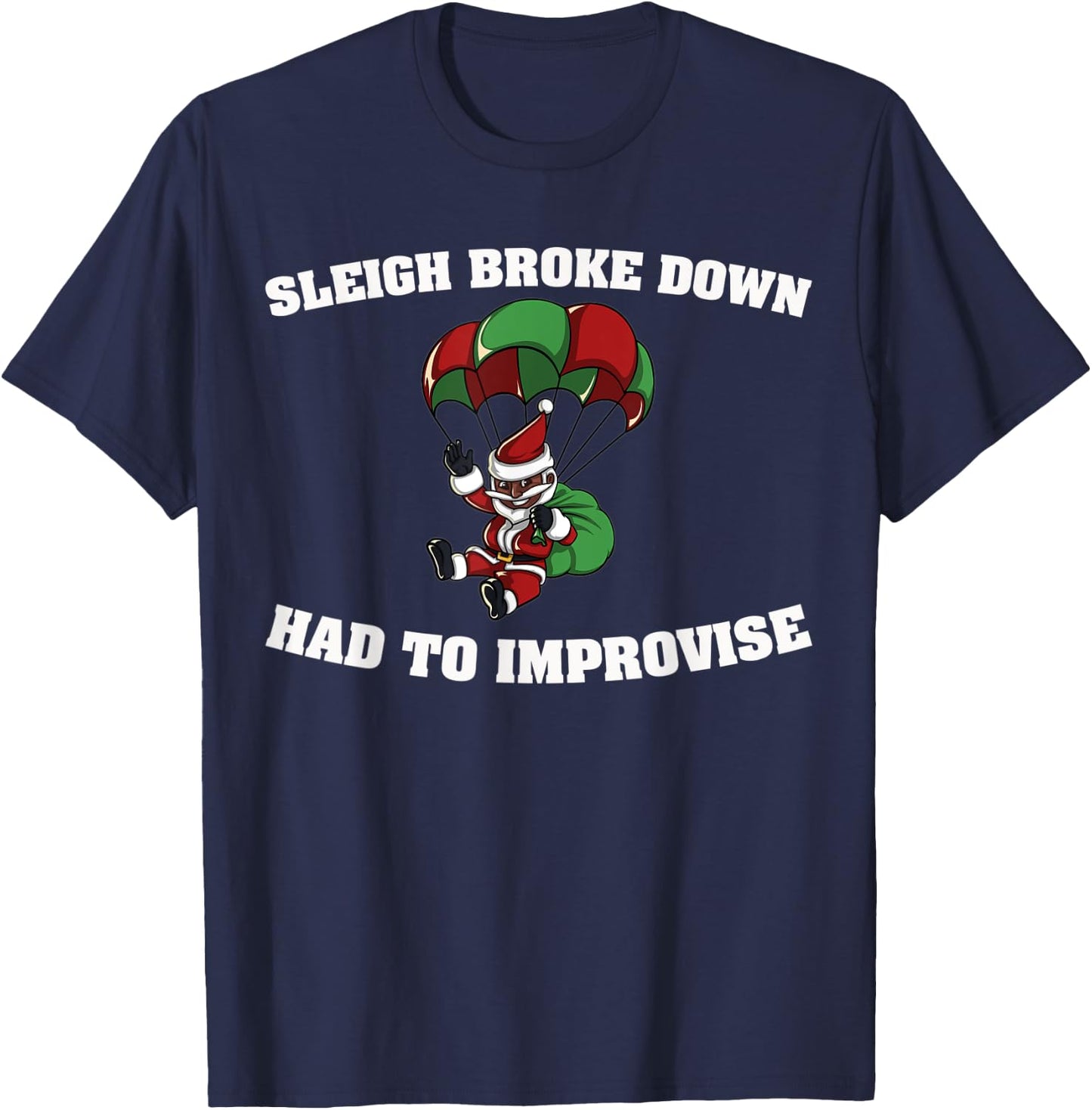 Funny African American Santa Ugly Christmas T-Shirt - T-Shirt | Navy