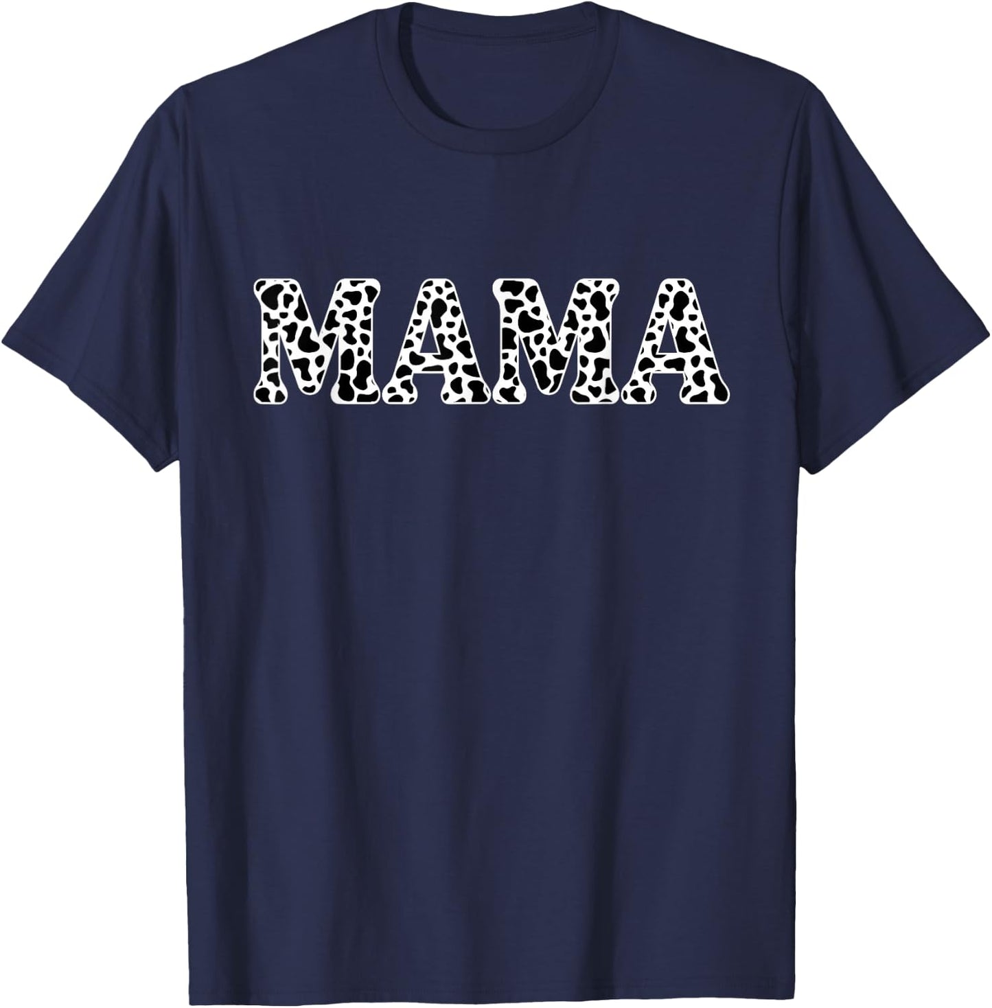 Mama Cow Print Birthday Family Matching Mothers Day Boy Girl T-Shirt - T-Shirt | Navy