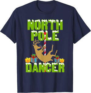 Inappropriate Christmas Shirts Funny North Pole Dancer T-Shirt - T-Shirt | Navy