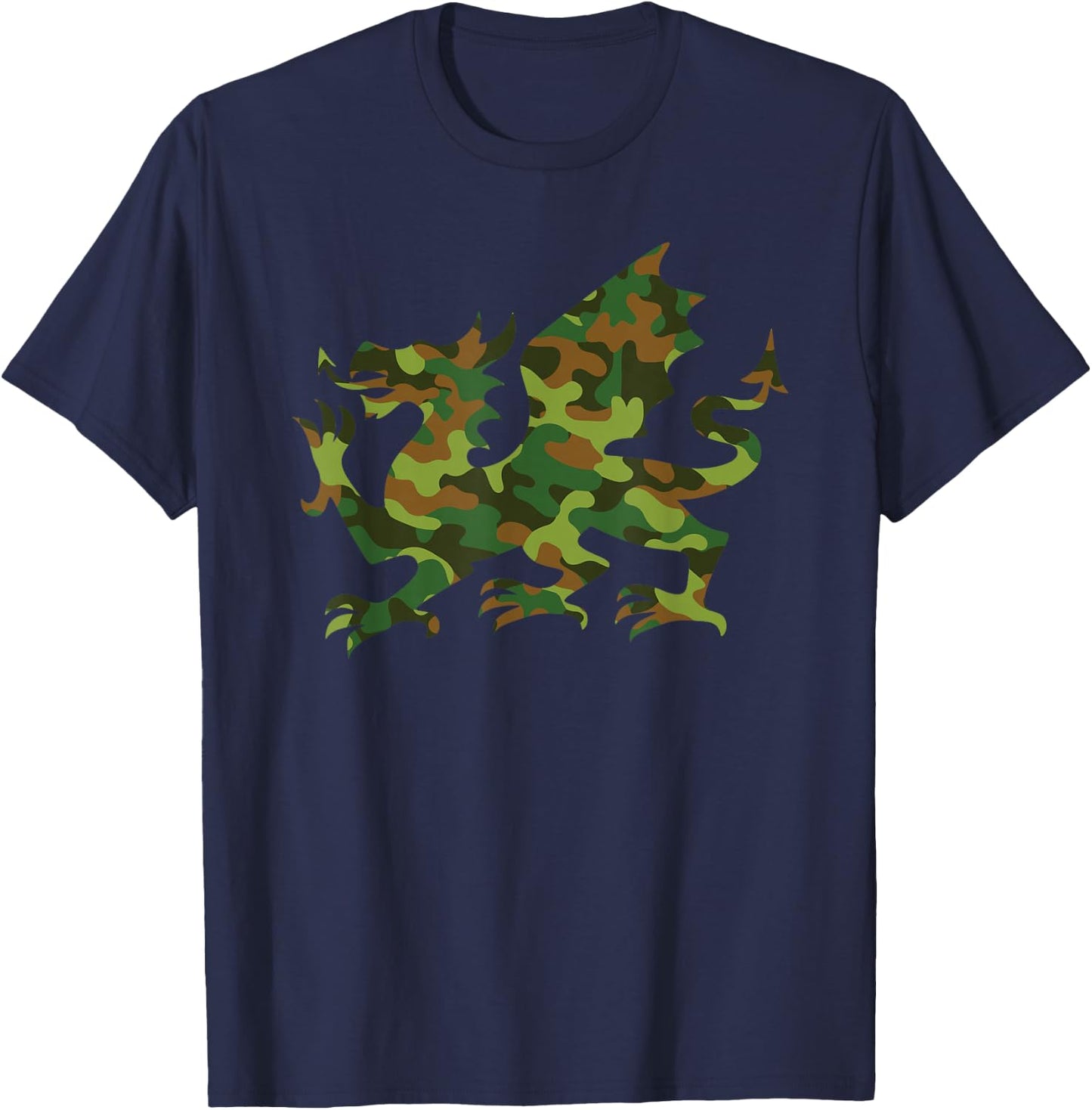 Cool Camo Camouflage Dragon Fantasy Gamer Dragon Men Women T-Shirt - T-Shirt | Navy