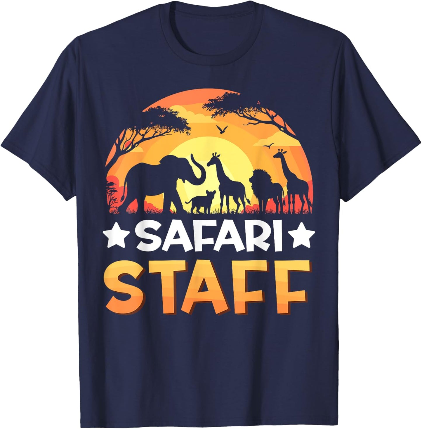 Safari Staff Safari Animals Sunset Wildlife Matching Zoo T-Shirt - T-Shirt | Navy