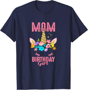 Mom of the Birthday Girl Unicorn Birthday Family Matching T-Shirt - T-Shirt | Navy