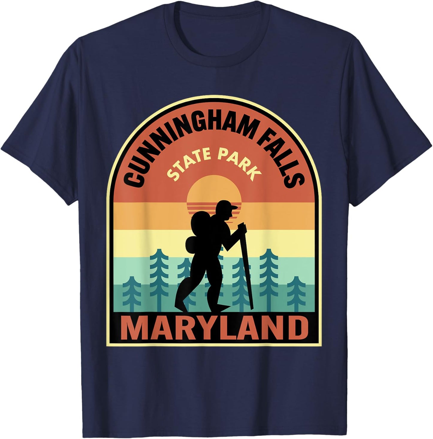 Cunningham Falls State Park Maryland Retro Hiking T-Shirt - T-Shirt | Navy