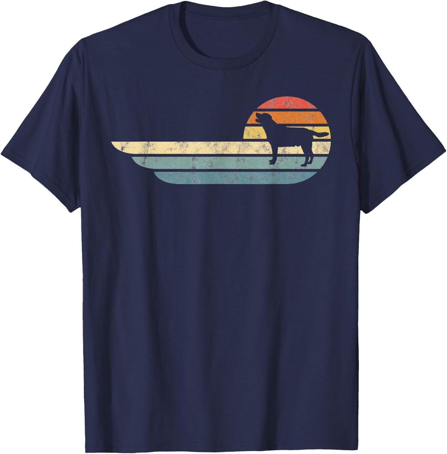Retro Labrador Yellow Lab Golden Black Lab Chocolate Dad Mom T-Shirt - T-Shirt | Navy