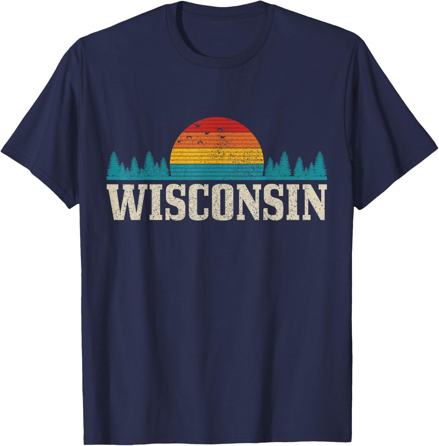 Wisconsin Vintage USA America Souvenir T-Shirt - T-Shirt | Navy