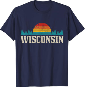 Wisconsin Vintage USA America Souvenir T-Shirt - T-Shirt | Navy