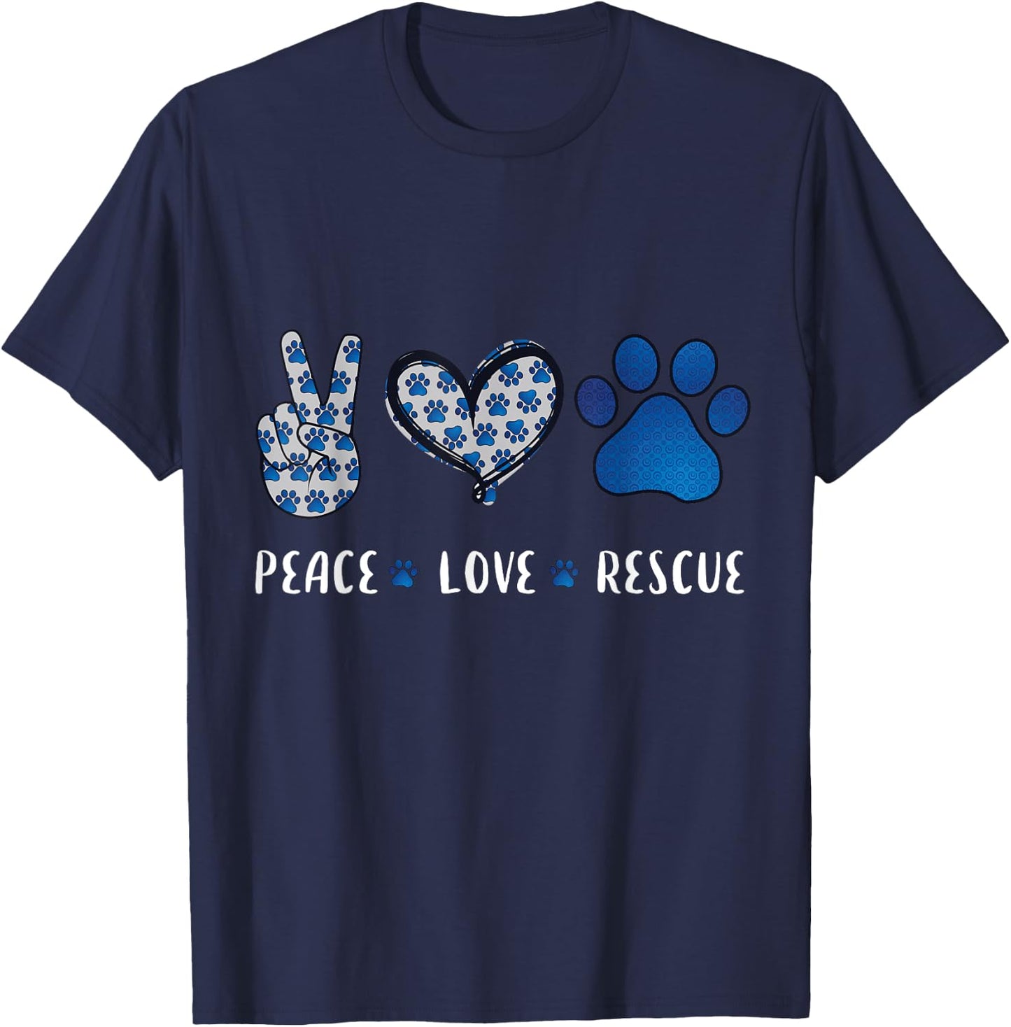 Peace Love dog cat rescue pets gifts women vet tech T-Shirt - T-Shirt | Navy
