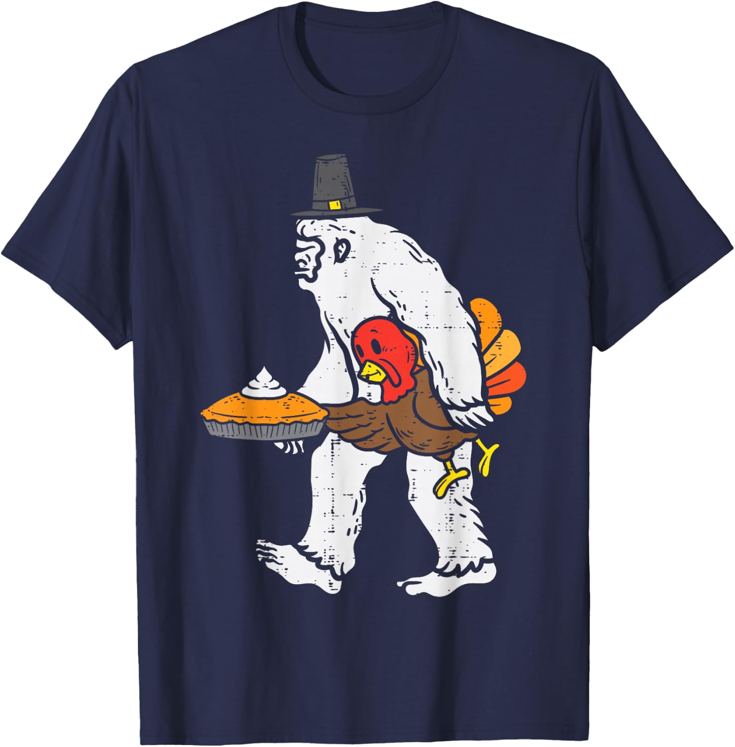Thanksgiving Bigfoot Sasquatch Turkey Day Men Women Kids T-Shirt - T-Shirt | Navy
