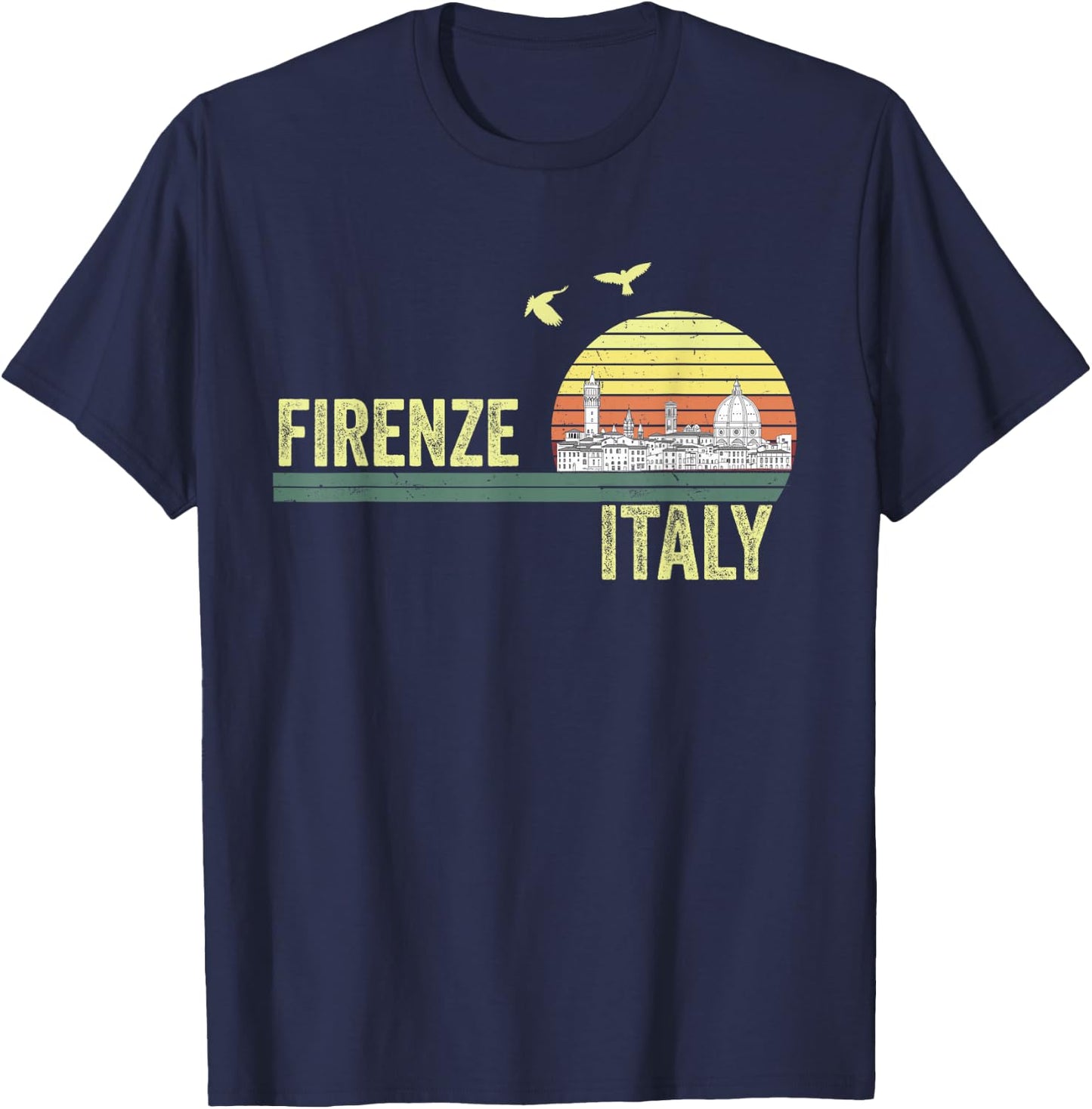 Souvenirs From Italy Firenze Florence Retro Vintage Skyline T-Shirt - T-Shirt | Navy