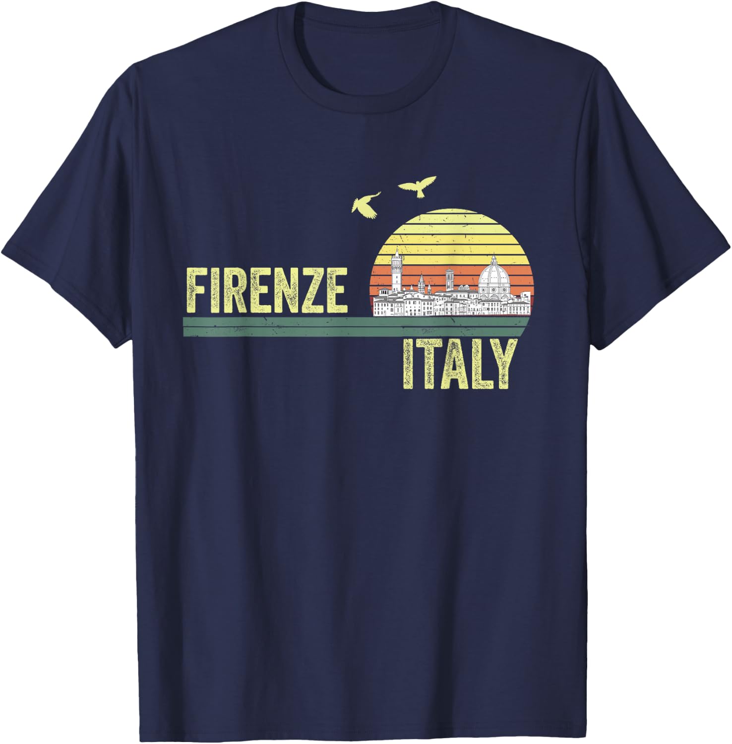 Souvenirs From Italy Firenze Florence Retro Vintage Skyline T-Shirt - T-Shirt | Navy