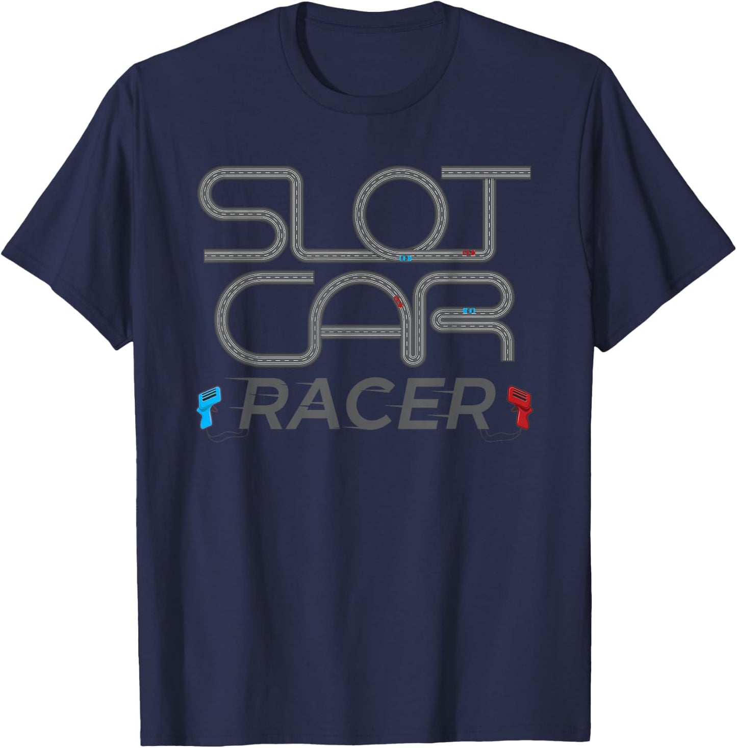 Cool Retro Slot Car Racer 4 Slot Cars Race Around Track T-Shirt - T-Shirt | Navy