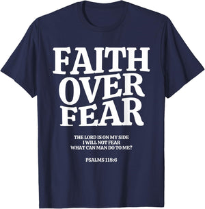 Faith Over Fear , ,Teens,Kids.Christian T-Shirt - T-Shirt | Navy