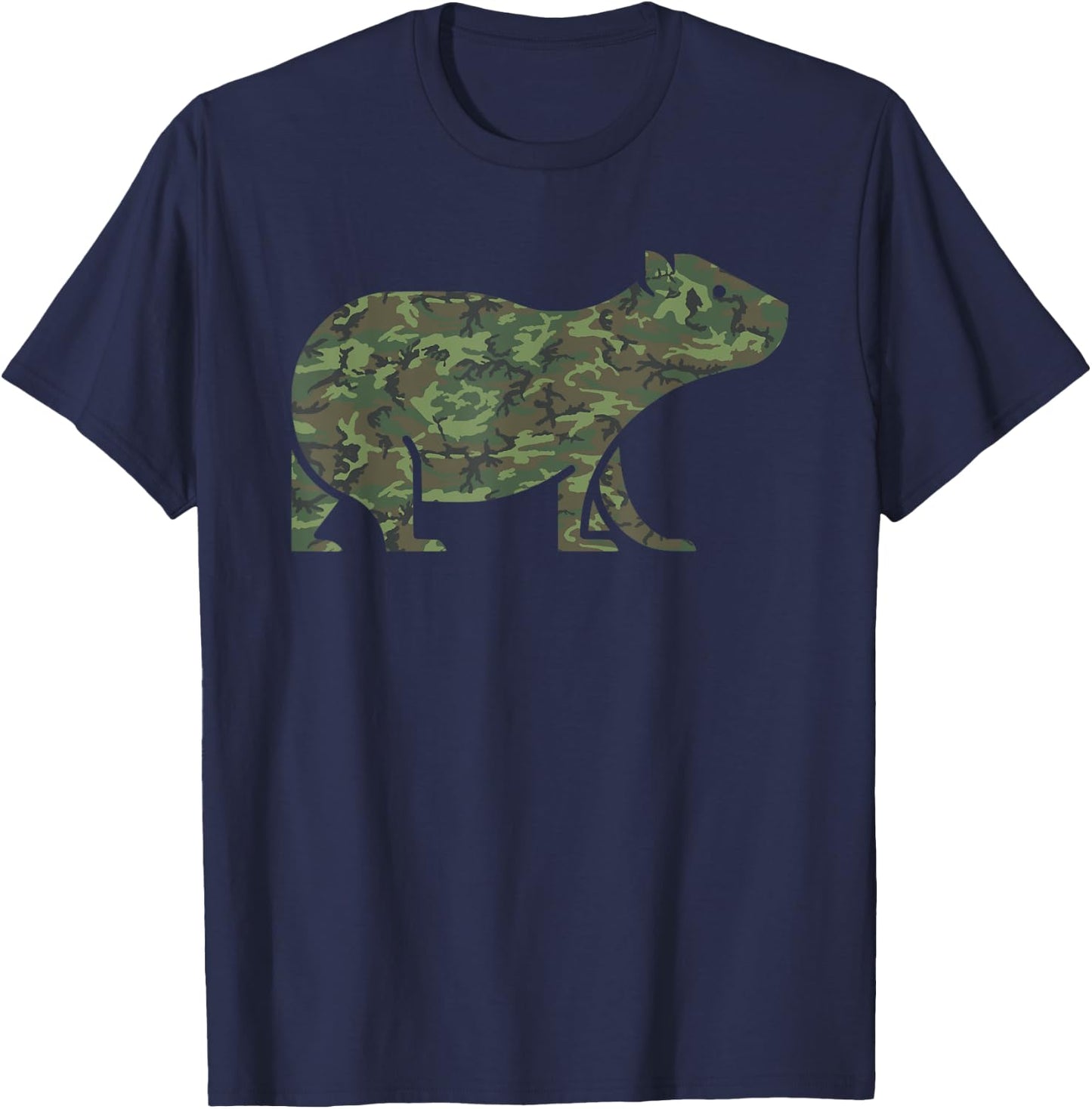 Military Capybara Camo Print US Mammal Veteran Men Gift T-Shirt - T-Shirt | Navy