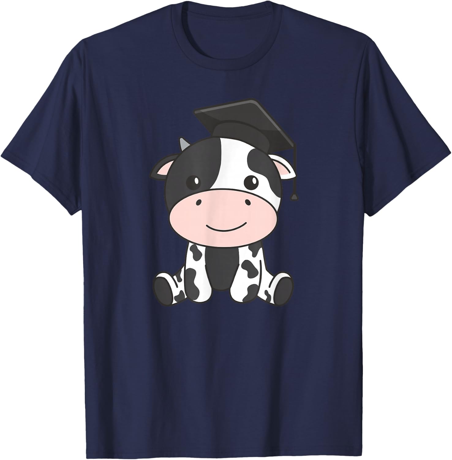 Kids School Nursery Cow Graduation T-Shirt - T-Shirt | Navy