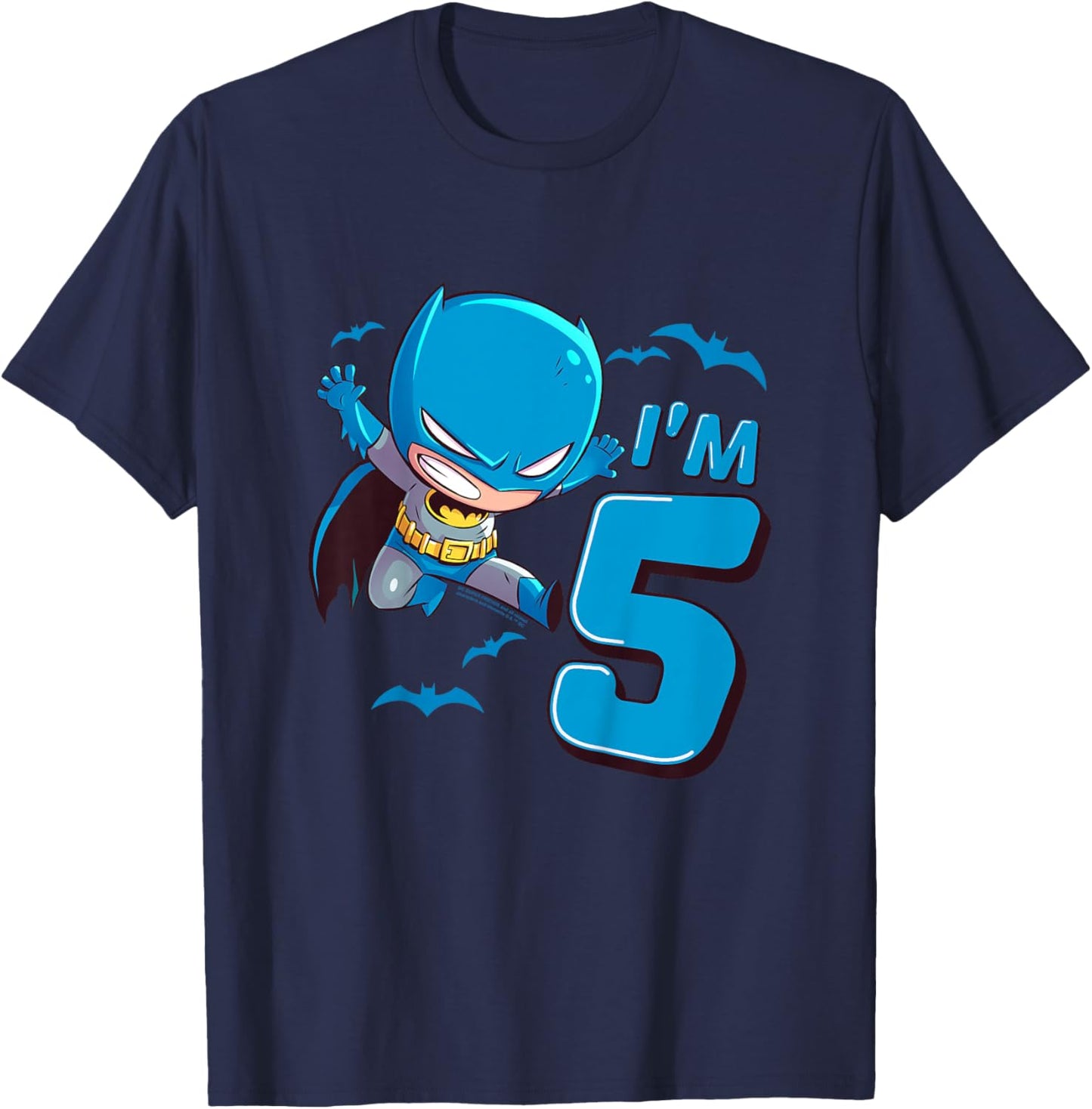 Kids Batman 5th Birthday Cute I'm 5 , black T-Shirt - T-Shirt | Navy