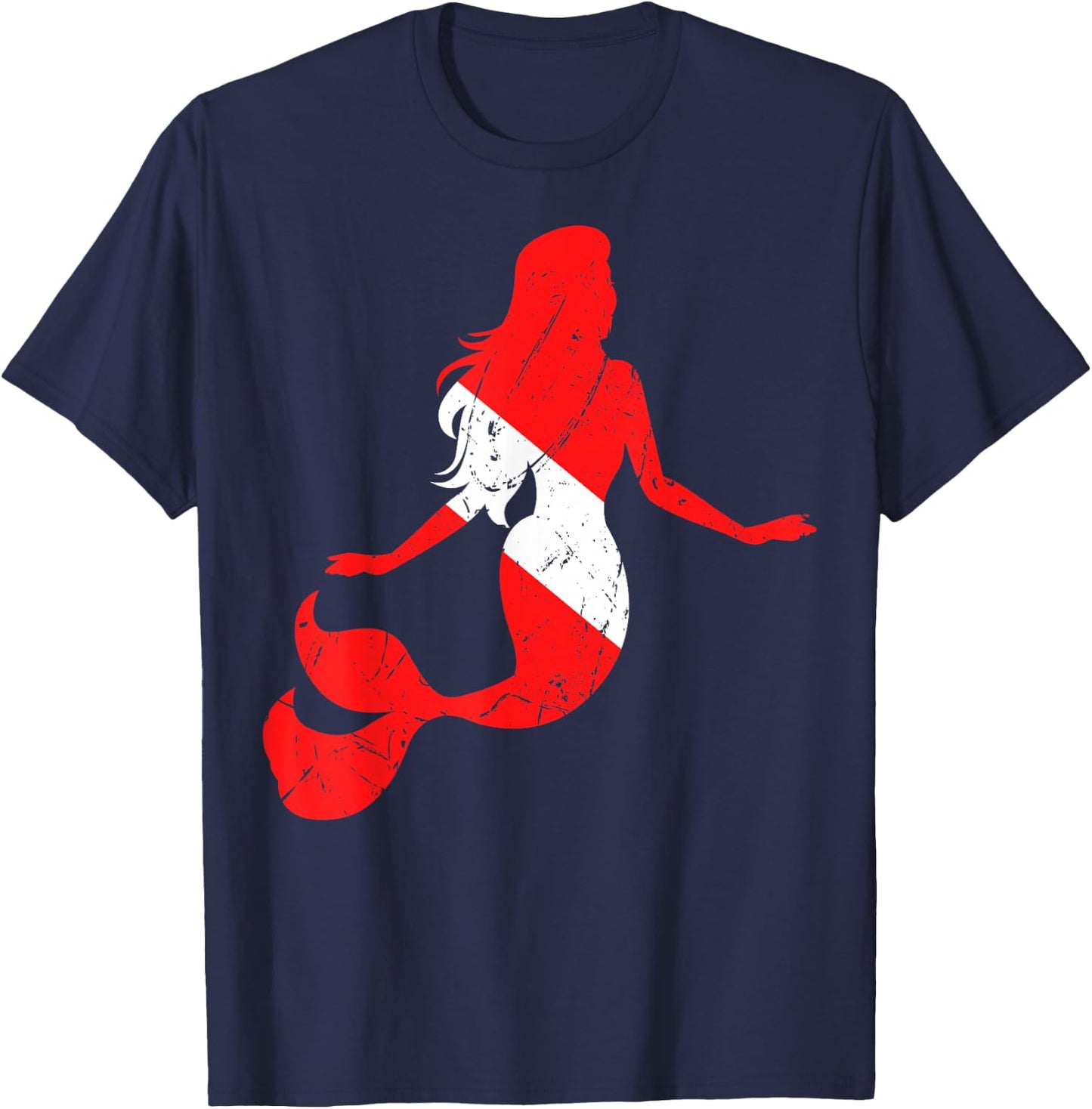 Mermaid Scuba Diving Diver Down Flag Underwater Dive Swim T-Shirt - T-Shirt | Navy