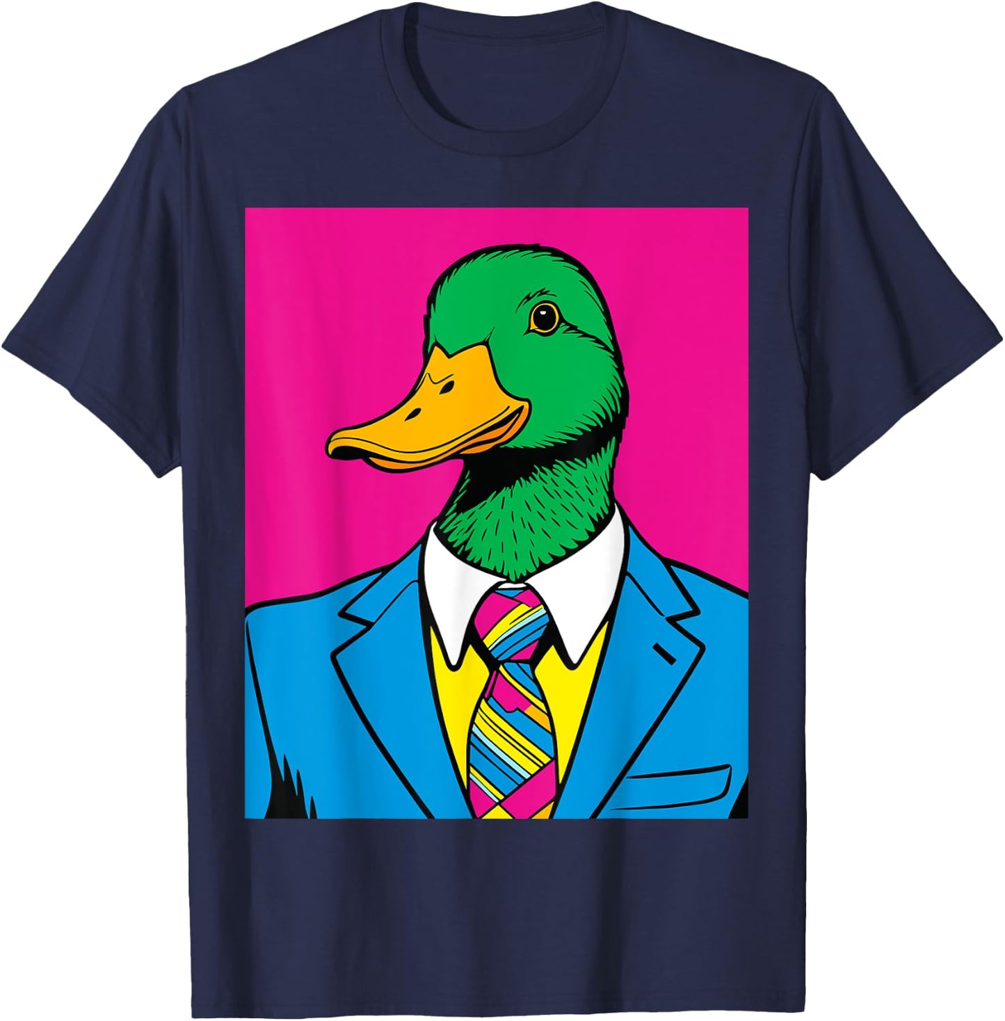 Pop Art Mallard Duck in Business Suit T-Shirt - T-Shirt | Navy