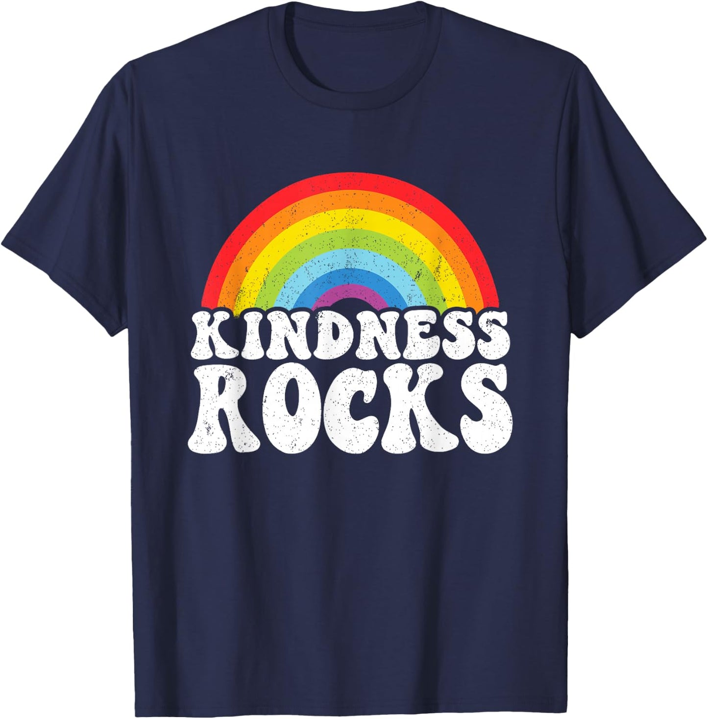 Sped-Lehrer Anti-Mobbing Hippie Regenbogen Freundlichkeit Rocks T-Shirt - T-Shirt | Navy