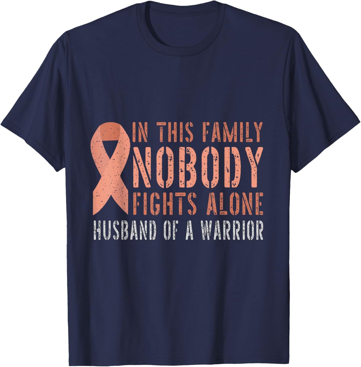Husband of a Warrior Family Matching Uterine Cancer T-Shirt - T-Shirt | Navy