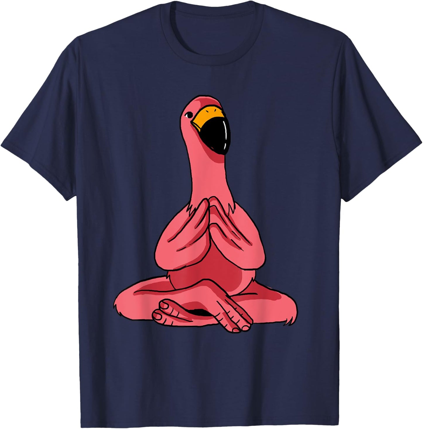 Meditating Exercise Tropical Animal Gift Men Women Cute Yoga Flamingos Funny Pink Water Bird Meditation Lovers -Adults, -Kids T-Shirt - T-Shirt | Navy