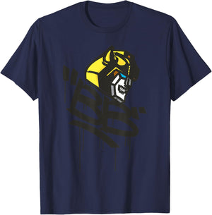 Transformers Classic BB Bumblebee Graffiti Face Portrait T-Shirt - T-Shirt | Navy