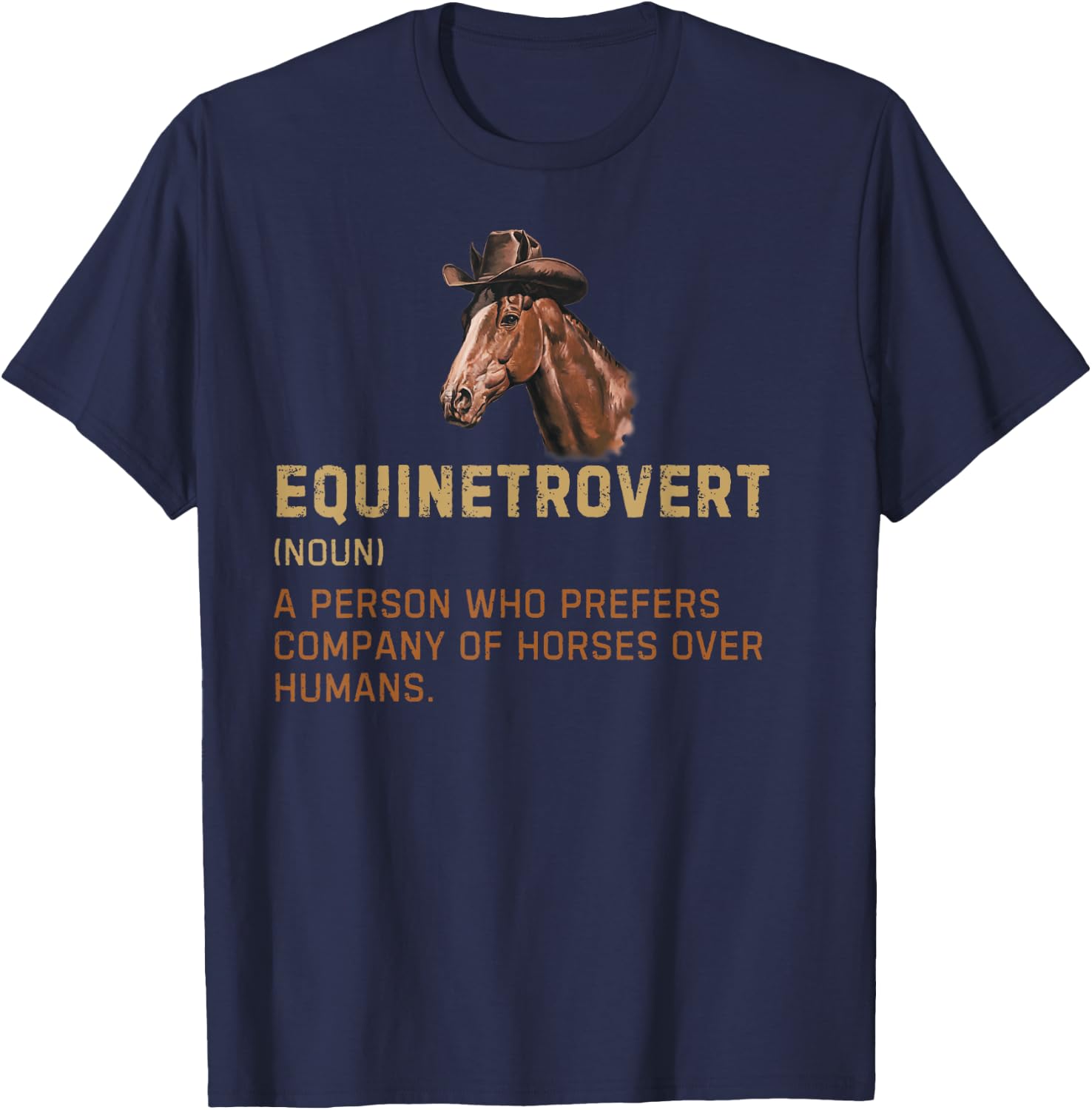 Equinetrovert Horse Definition Horse Riding Funny Horse T-Shirt - T-Shirt | Navy