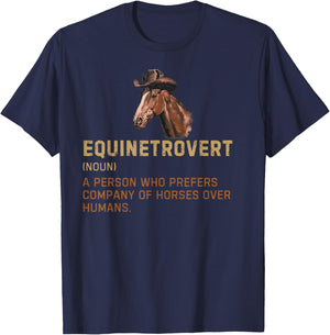 Equinetrovert Horse Definition Horse Riding Funny Horse T-Shirt - T-Shirt | Navy