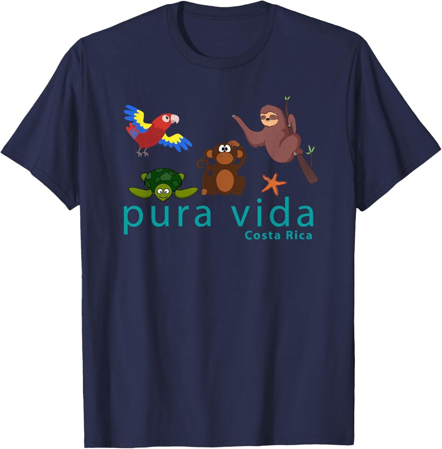 Costa Rica Pura Vida Animals Shirt T-Shirt - T-Shirt | Navy