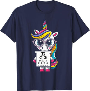 Funny Eye Test Unicorn Chart Eye Chart Ophthalmologist T-Shirt - T-Shirt | Navy