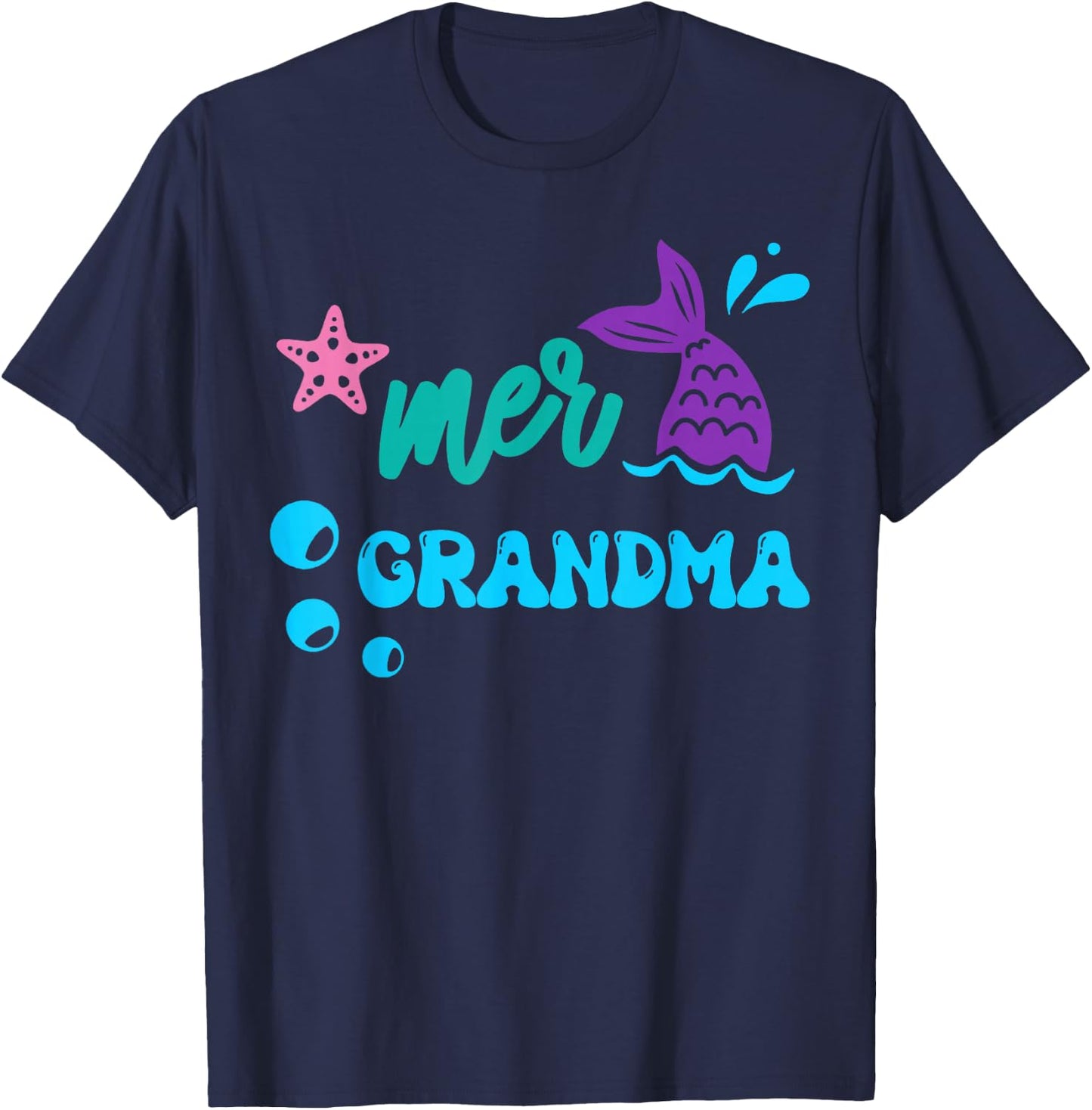 Mer Grandma Mermaid Shirt Matching Family Gifts T-Shirt - T-Shirt | Navy