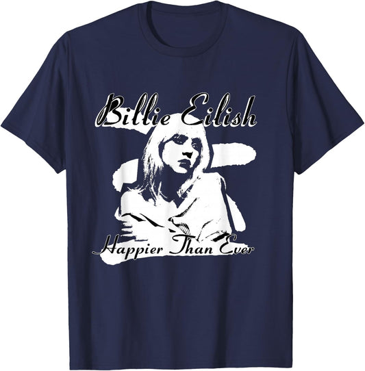 Official Billie Eilish Happier Than Ever Black , black T-Shirt - T-Shirt | Navy