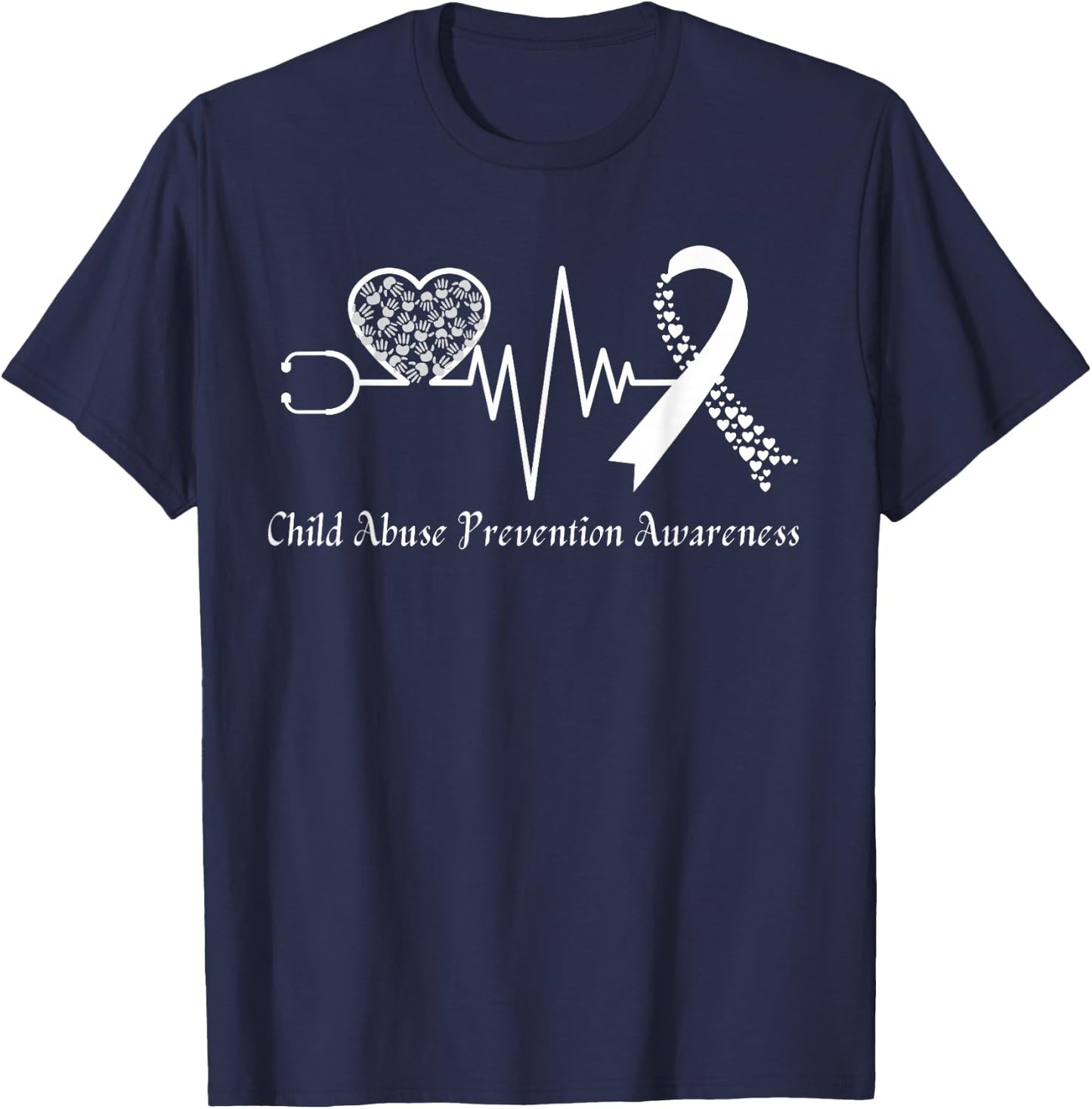 Child Abuse Prevention Awareness Month In April We Wear Blue T-Shirt - T-Shirt | Navy