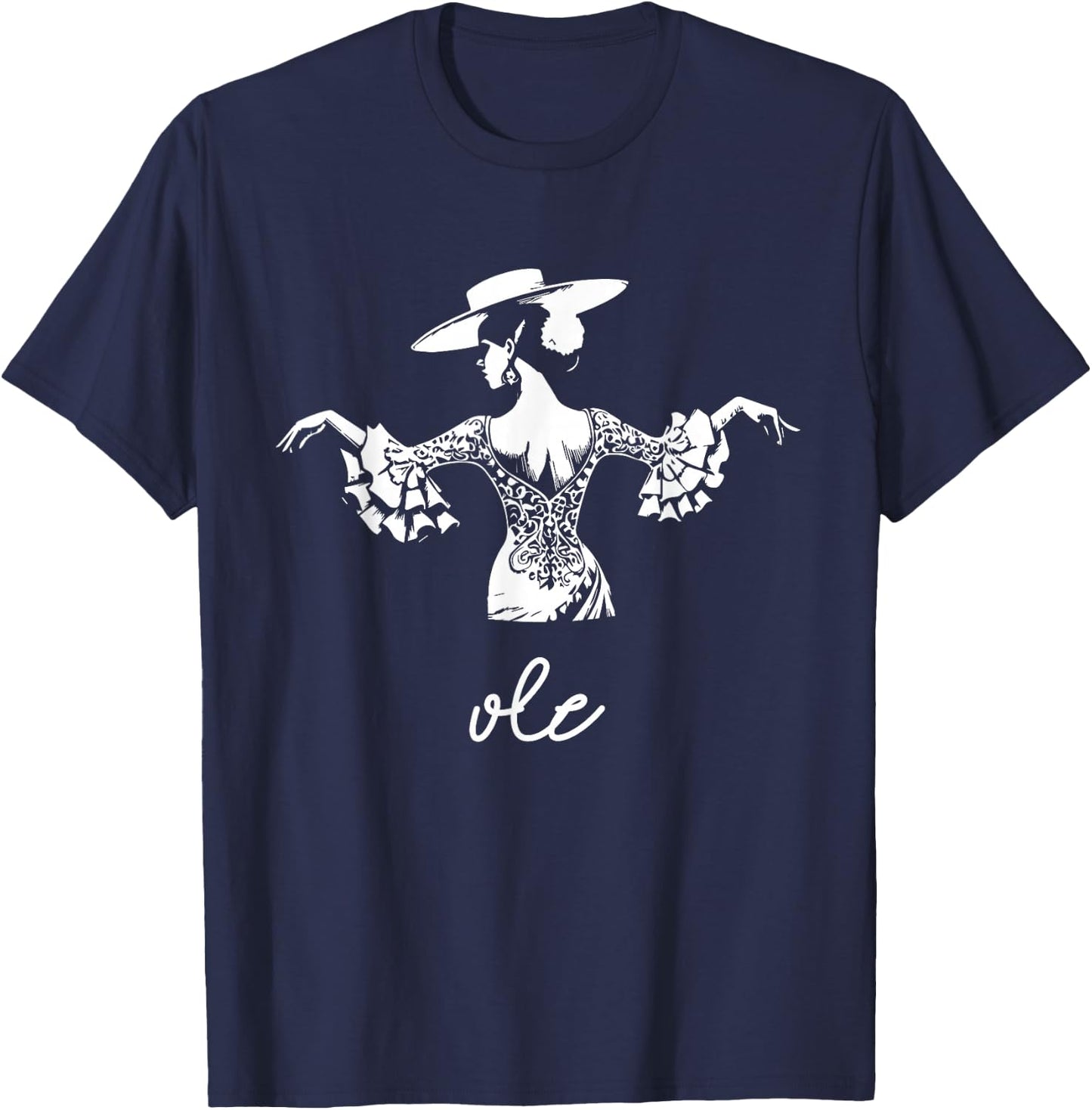 Femme flamenco espagnole , Black, S T-Shirt - T-Shirt | Navy
