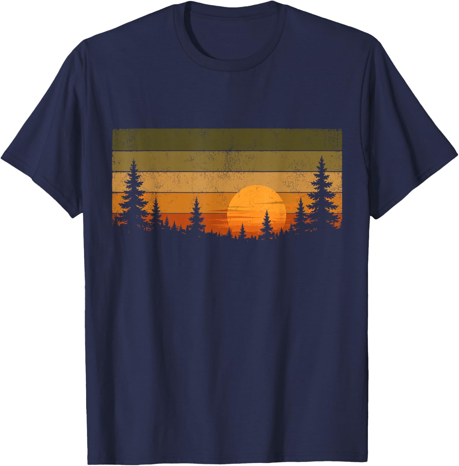 Forest Trees Wildlife Outdoors Nature Women Men Vintage T-Shirt - T-Shirt | Navy