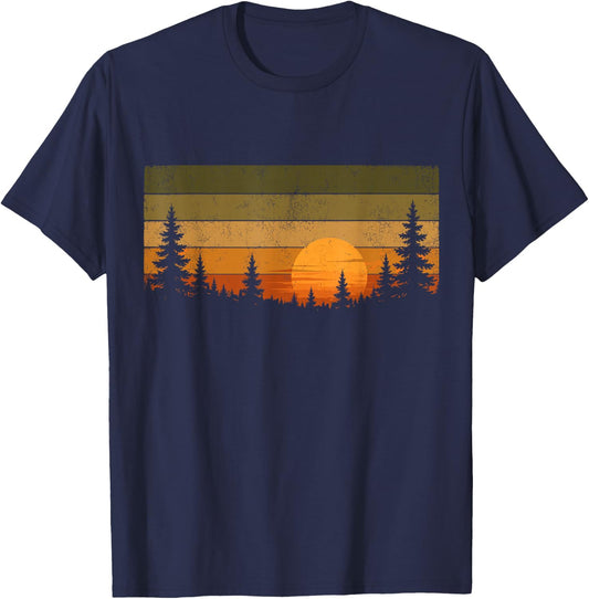 Forest Trees Wildlife Outdoors Nature Women Men Vintage T-Shirt - T-Shirt | Navy