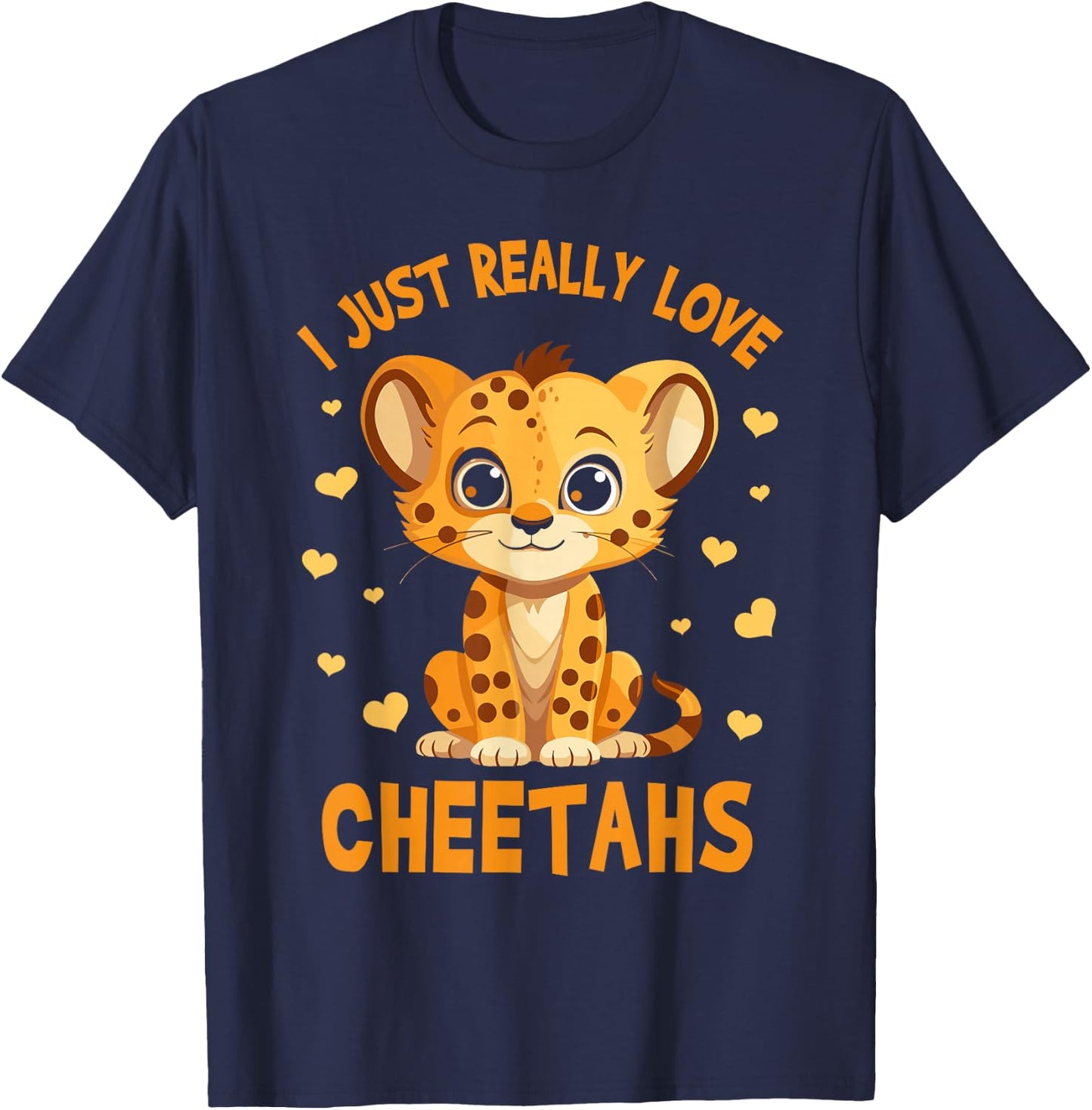 Kids Leopard Cheetah I Just Really Love Cheetahs T-Shirt - T-Shirt | Navy