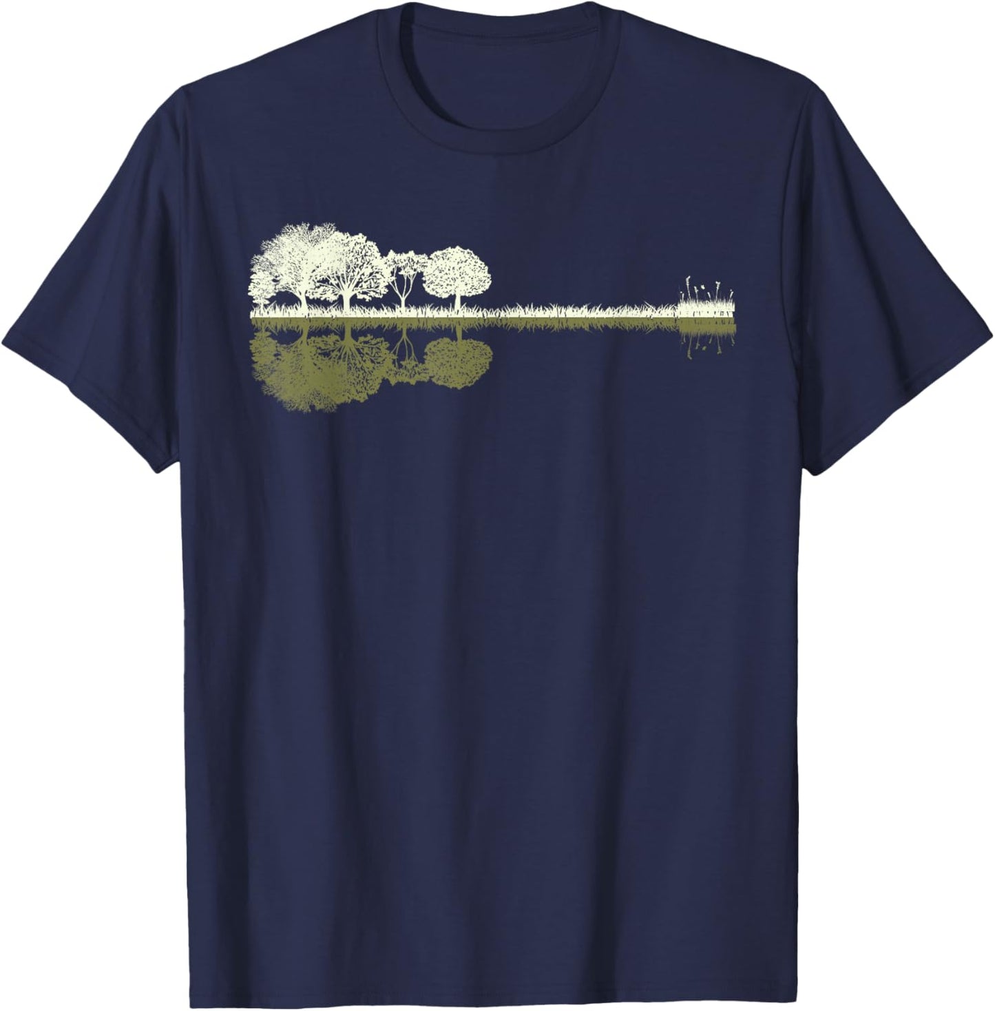 Nature Guitar - Musician - Rock - Acoustic Guitar Forest , Black T-Shirt - T-Shirt | Navy