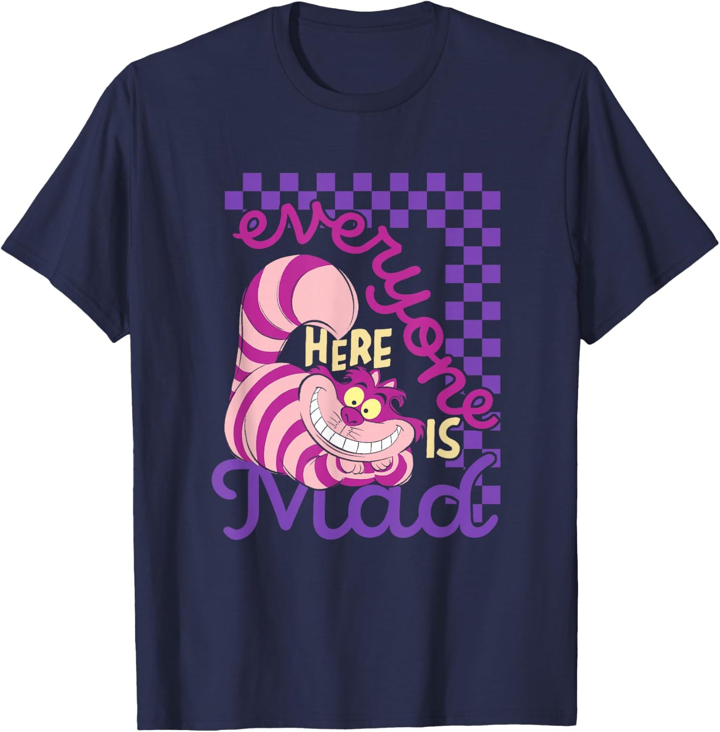 Disney Alice in Wonderland Cheshire Cat Everyone Here is Mad T-Shirt - T-Shirt | Navy