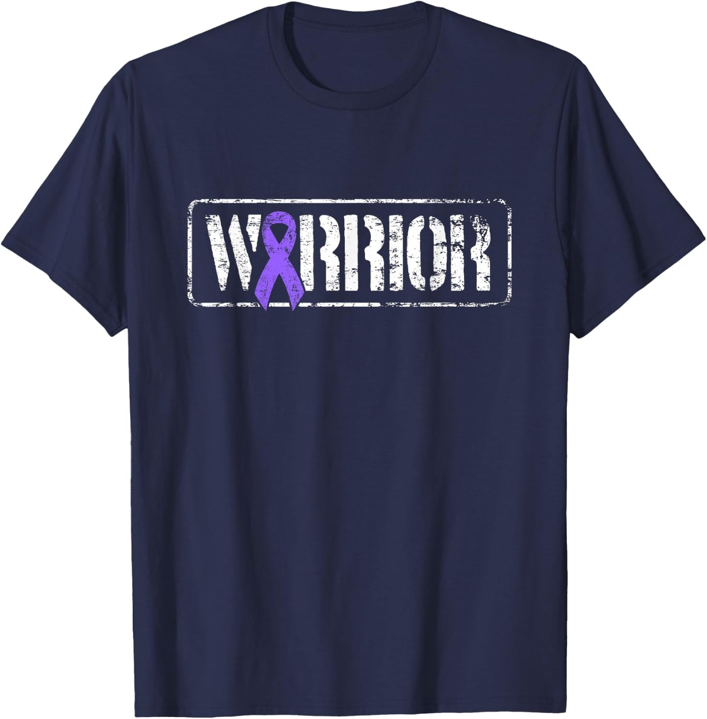Hodgkins Lymphoma Warrior - Purple Military Style Ribbon T-Shirt - T-Shirt | Navy