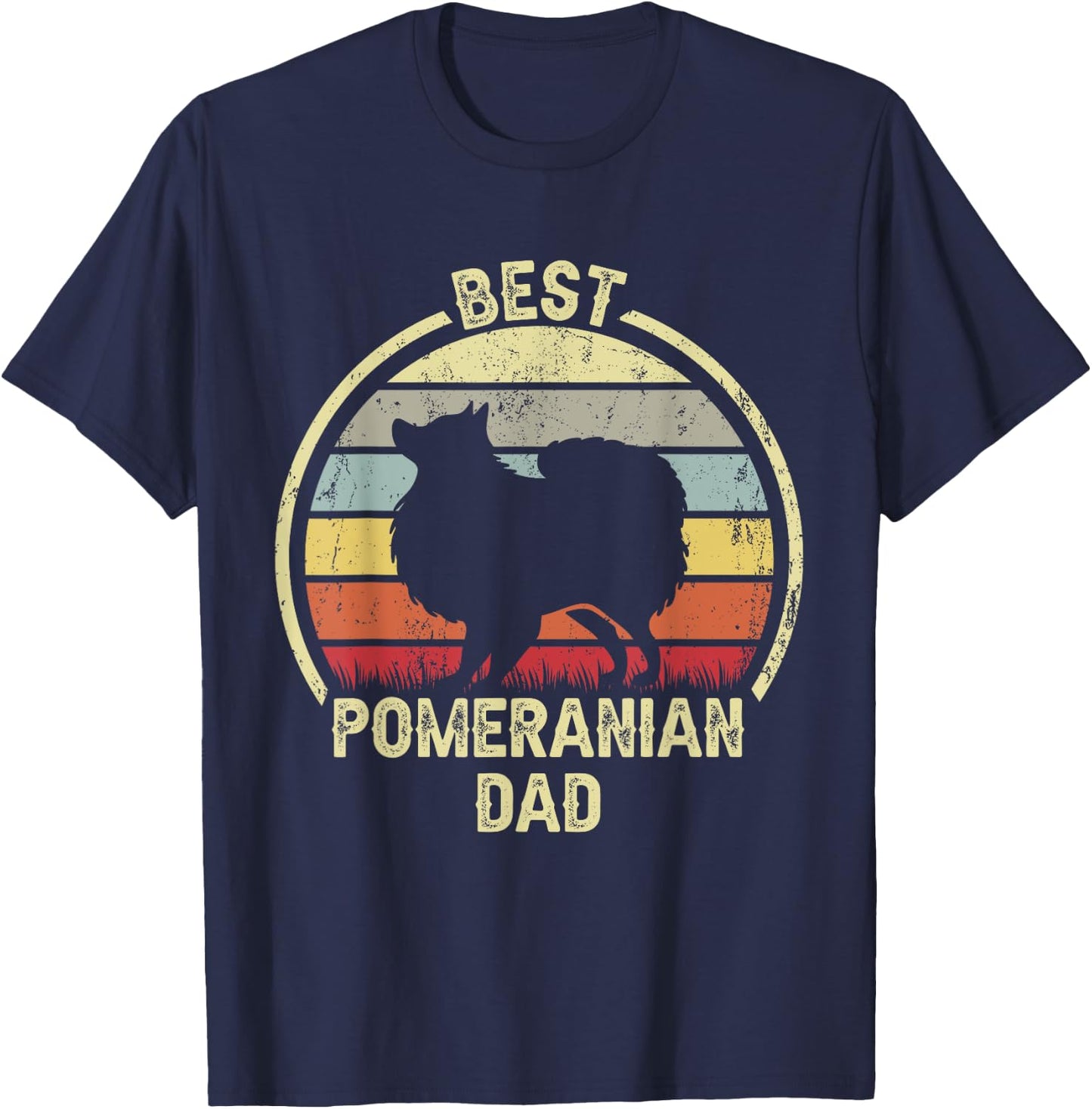Best Dog Father Dad - Vintage Pom Pomeranian Women T-Shirt - T-Shirt | Navy