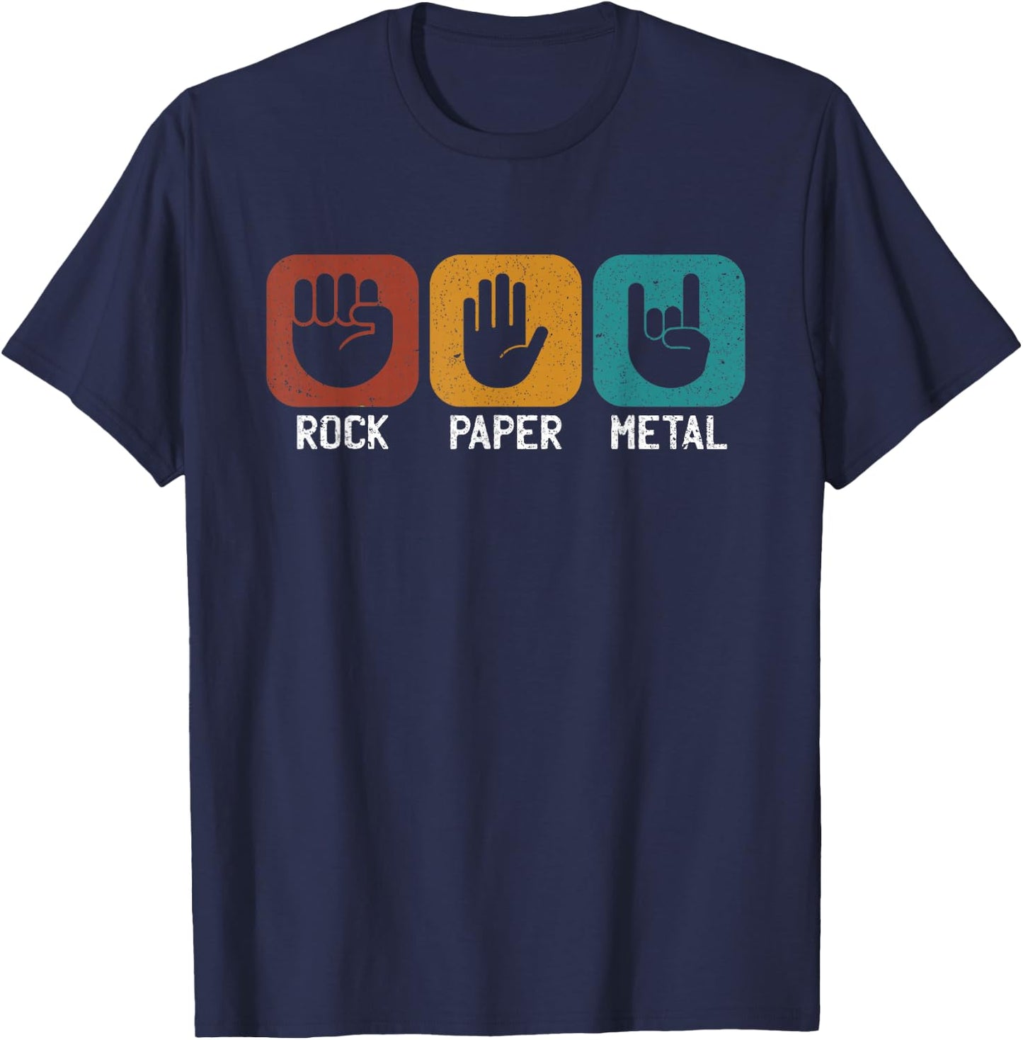 Rock Paper Metal - Heavy Metal Music Rock Concert , Black, S T-Shirt - T-Shirt | Navy