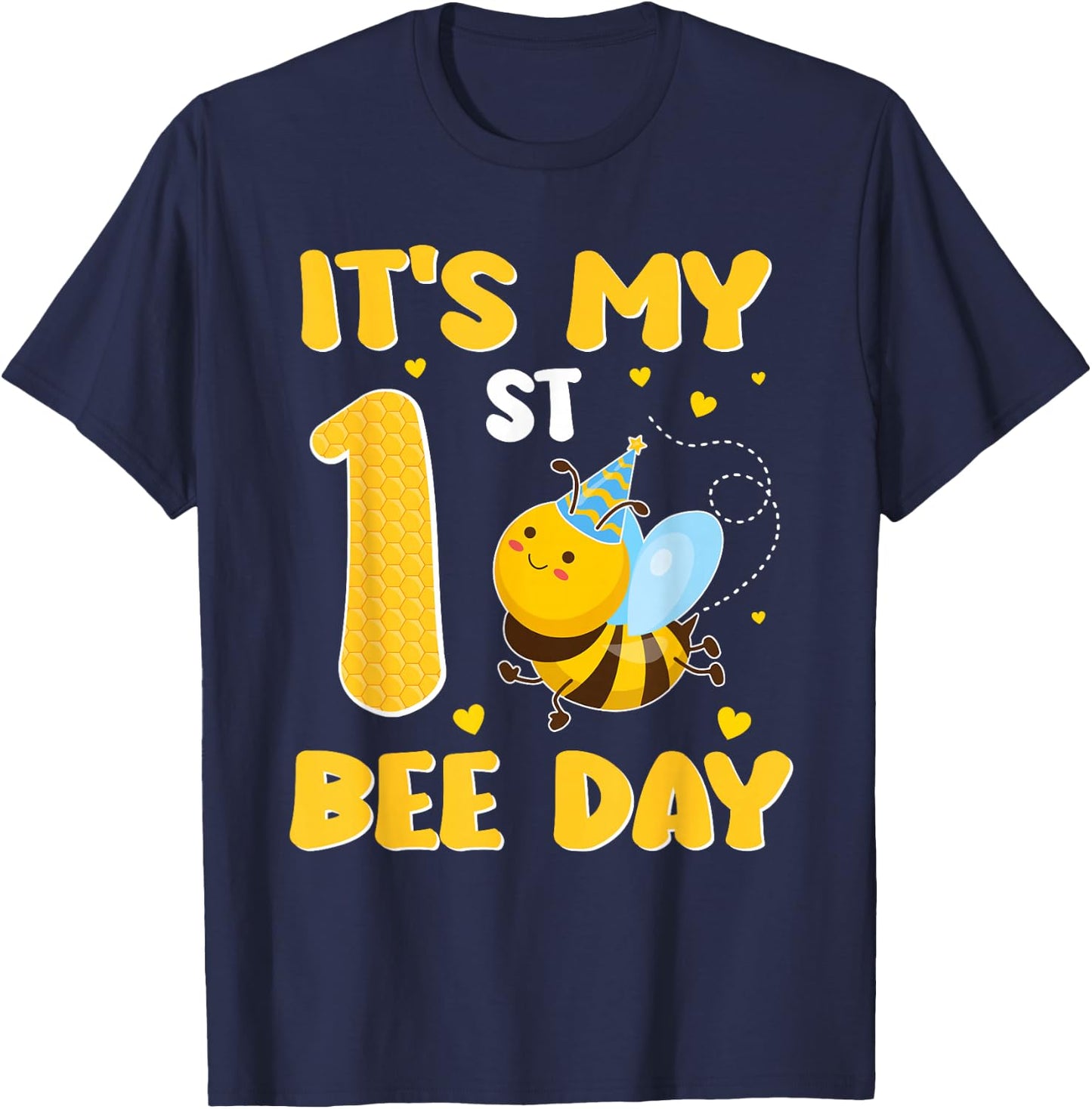 It's My 1 Year Old Birthday Bee Day 1st Party T-Shirt - T-Shirt | Navy