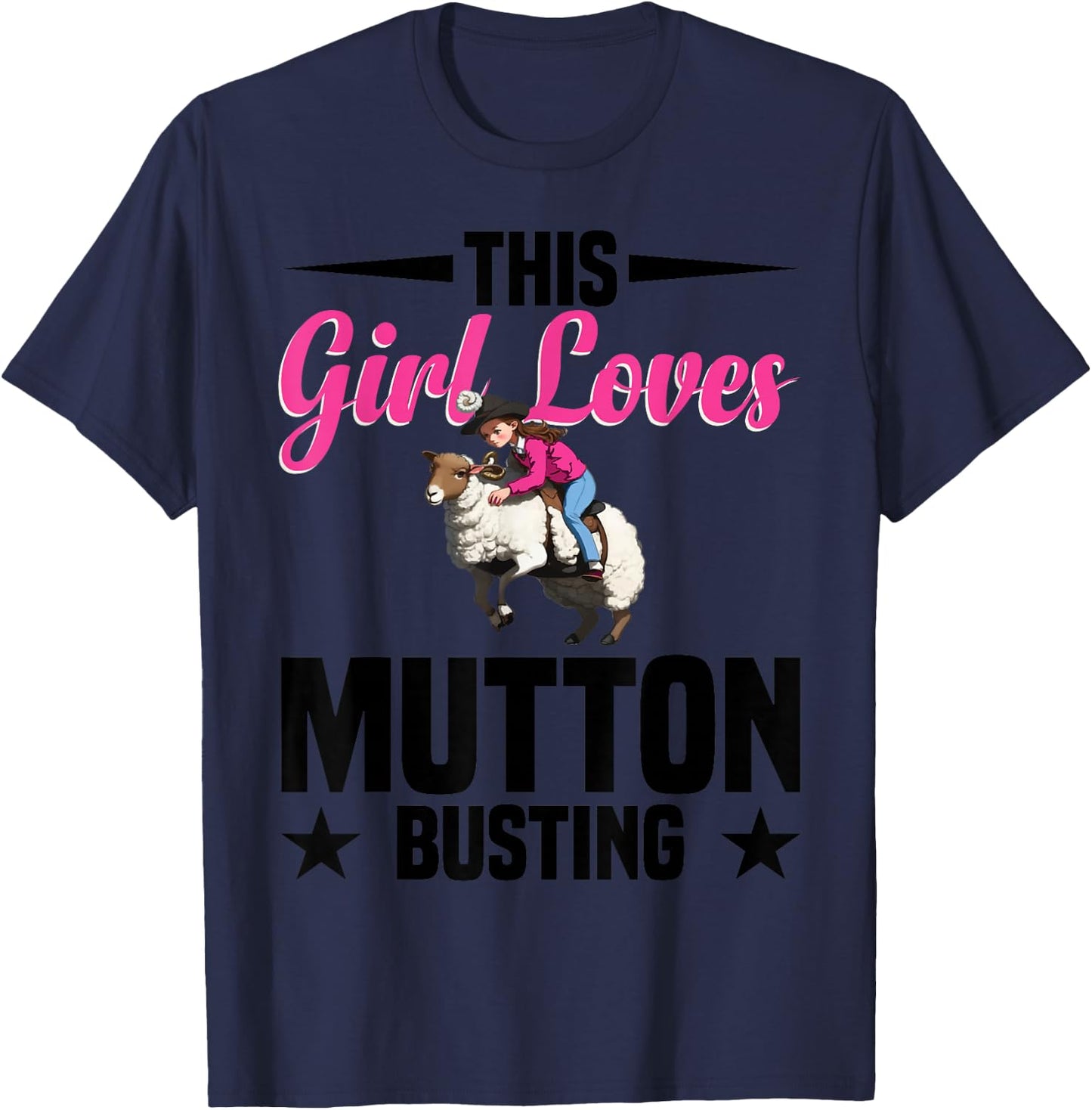 Mutton Busting Vest Rodeo for Girls Mutton Buster T-Shirt - T-Shirt | Navy