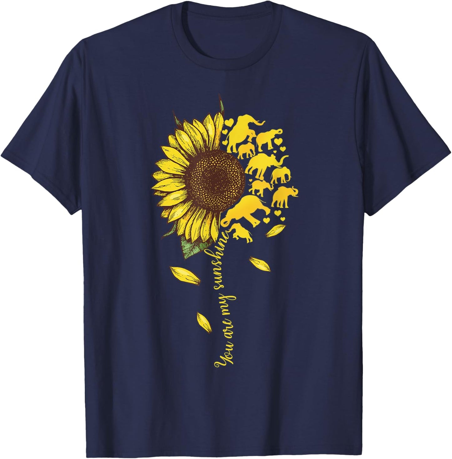 My Sunshine Elephant Sunflower Funny Gifts Men Women Girls T-Shirt - T-Shirt | Navy