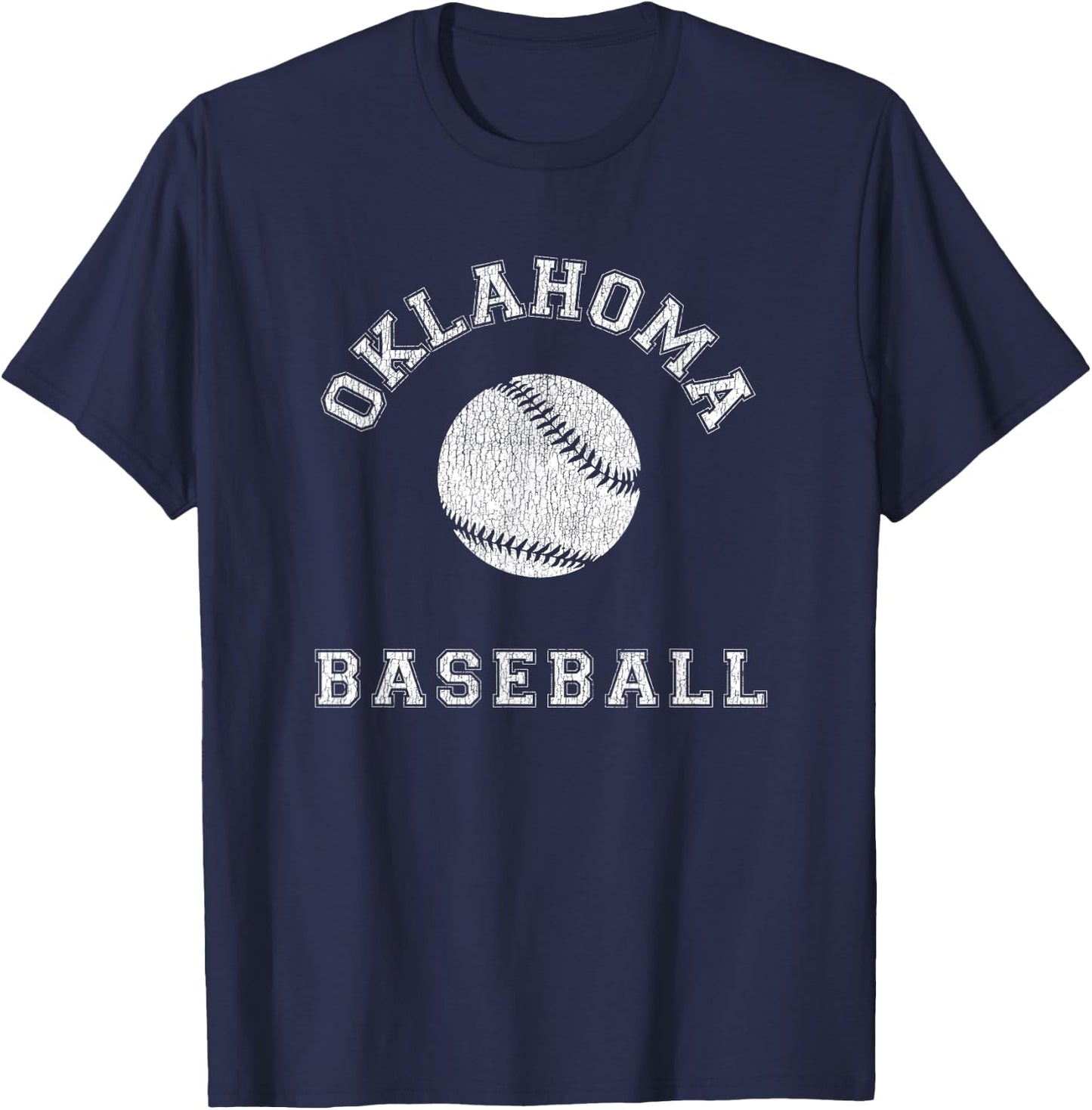 Oklahoma Baseball Distressed Retro Classic T-Shirt - T-Shirt | Navy