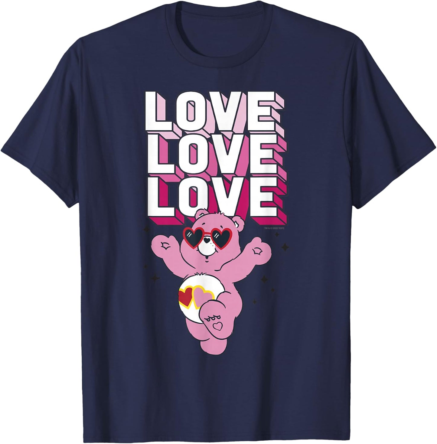 Care Bears Valentine's Day Love-A-Lot Bear Pop Love Stack , grey, S T-Shirt - T-Shirt | Navy