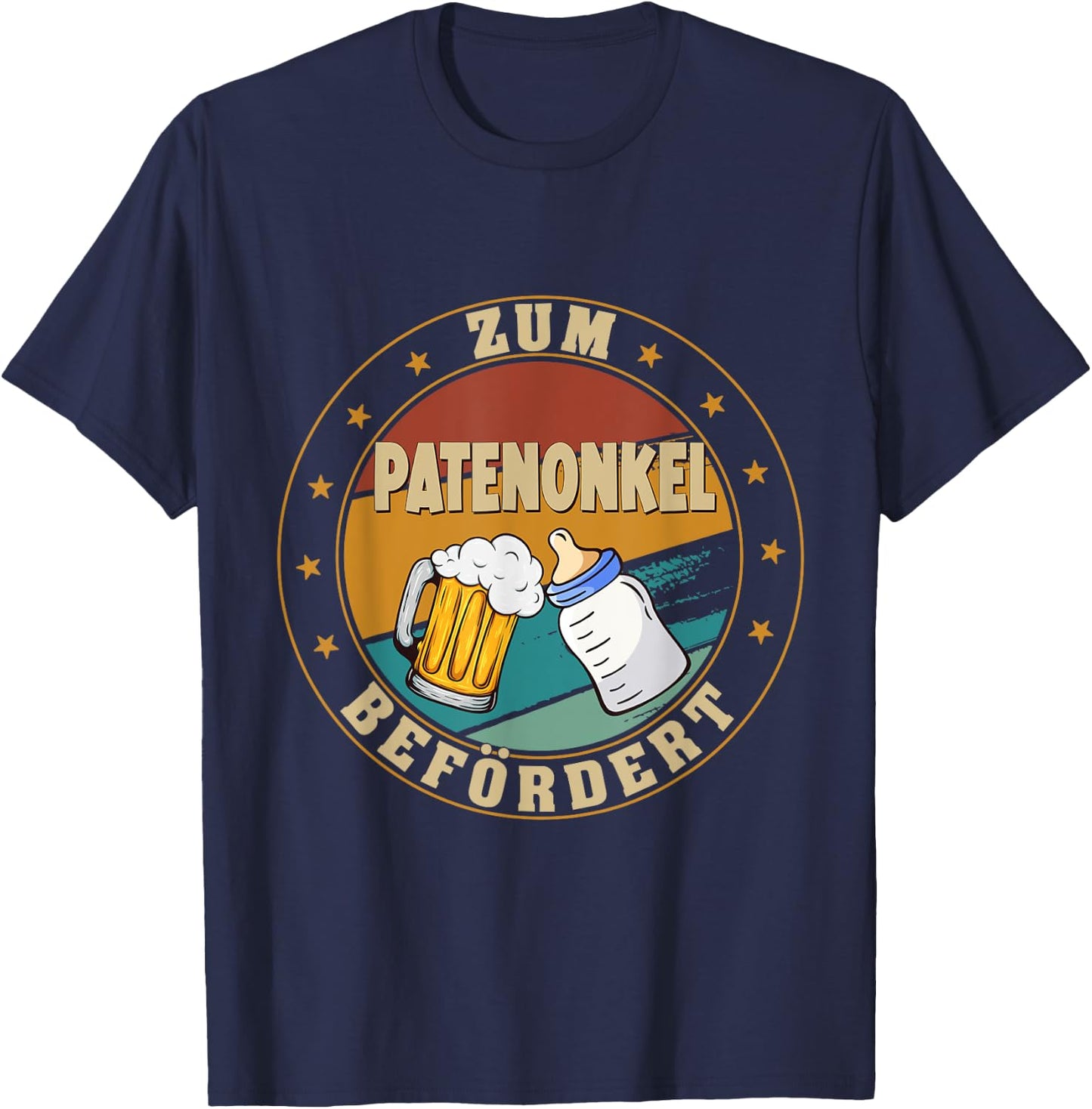 Men's with German Text "Zum Patenonkel beförder" [German Language], black, s T-Shirt - T-Shirt | Navy