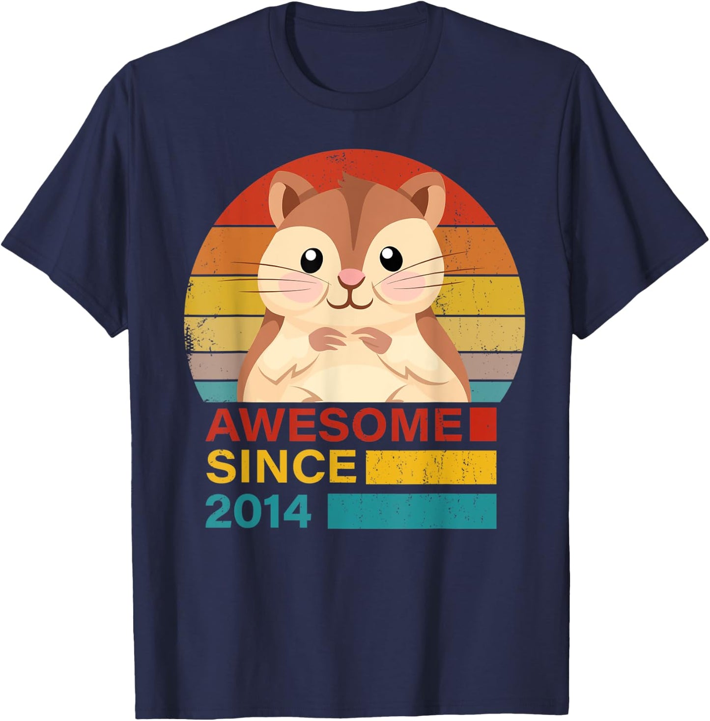 Hamster 2014 Birthday Funny Vintage Hamster Retro Sunset Dad T-Shirt - T-Shirt | Navy