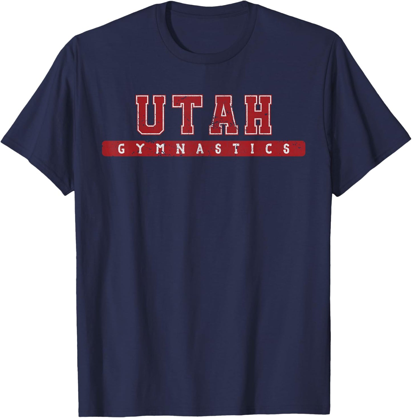 Utah Gymnastics Red Vintage Text T-Shirt - T-Shirt | Navy